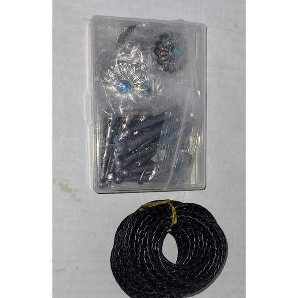 5 PK CONCHO FLOWERS SILVER BLUE CRACKED RODEO WESTERN COWBOY BOLOTIE BOLO TIE - Picture 3 of 3